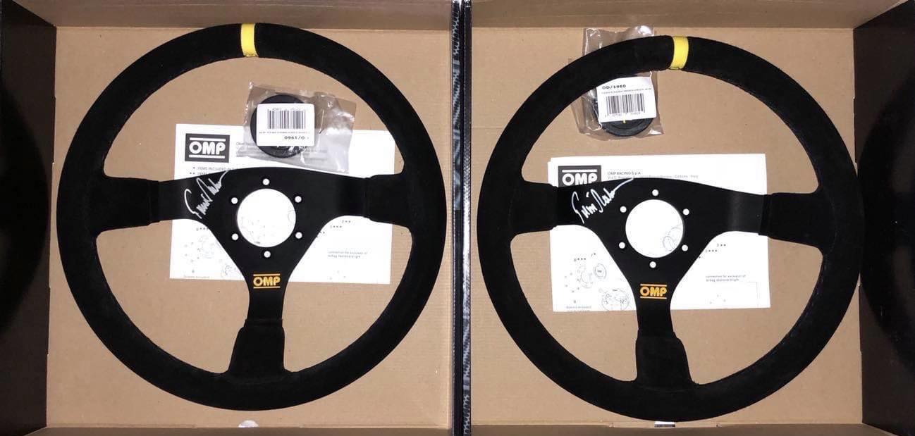 Original OMP WRC 350mm steering wheel (new) signed by Tommi Makinen. 1 of 2 in the world!